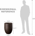 Kante 21.7" H Rusty Tall Planter, Large Outdoor Indoor Decorative Pot with Drainage Hole and Rubber Plug, Modern Round Style for Home and Garden