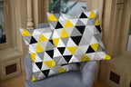 CAPSCEOLL Soft Pillow Covers - Geometric Triangles Mosaic Set of 2 - 18X18 Inch - White, Yellow, Gray - Bedroom, Sofa, Living Room, Holiday Decor