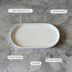 Elegant Ceramic Kitchen Sink Caddy, Bathroom Countertop Tray, Ceramic Vanity Tray - Durable, Heat-Resistant Design for Keys, Jewelry, and More - Dishwasher Safe, 19cm x 10.5cm x 2cm