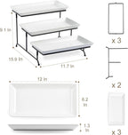 LYEOBOH Tiered Serving Stand and Platters Set, Large Tiered Tray Stand, 3 Tier Serving Tray with Collapsible Sturdier Rack, 12 Inches Tier Serving Platter for Party, Display, Dessert, and Cupcake