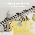 AmazerBath Shower Curtain Hooks, Shower Curtain Rings, Metal Bronze Shower Curtain Hooks Rust Proof, Smooth Glide Double Shower Hooks for Shower Curtain, Shower Rod Hooks 12Pcs