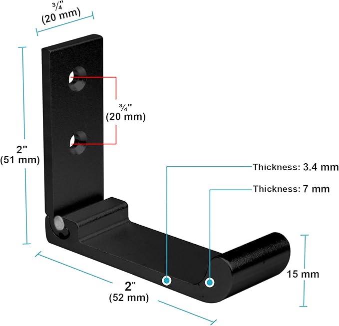 heneng 10 Pcs 2" x 2" Aluminium Alloy Slight Foldable Hook, Black Solid Hooks, Max Load 44lbs, 1/8" Thick