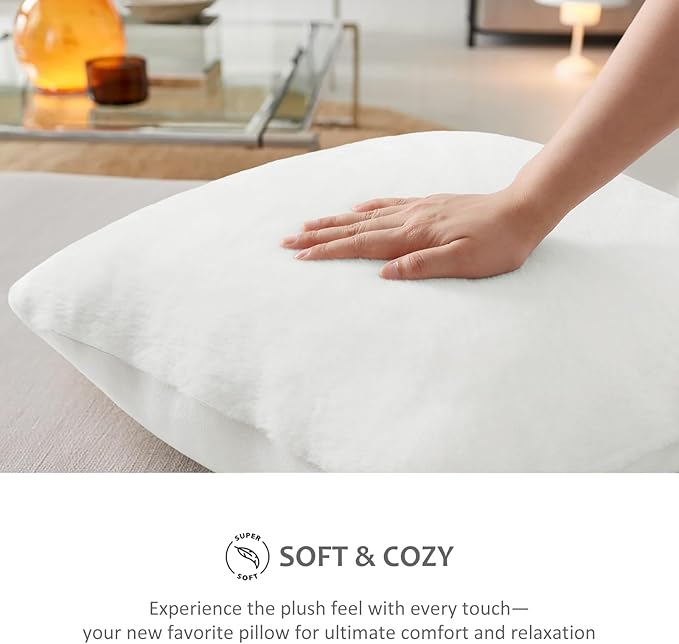 Pallene Faux Fur Plush Throw Pillow Covers 24x24 Set of 2, Soft Fluffy Couch Pillow Covers for Living Room, White
