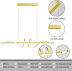 Modern LED Pendant Lights, 47in Gold Chandelier Dimmable with Remote Control 3000k-6000K Adjustable Color Temperature, Aluminum Island Lighting Lamp Fixture for Kitchen, Dining Room