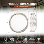Flush Mount Light Fixtures, 12 Inch Dimmable LED Kitchen Ceiling Lights, 15W 1100 Lumens 3000K Warm White, ETL Listed,Brush Nickel Finished,Metal Body and Acrylic Shade