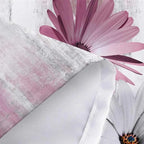 Rustic Farmhouse Shower Curtain, Farm Pink Daisy Floral Flowers and Butterfly on Country Wooden Shower Curtain for Bathroom, Pink Grey Bathroom Shower Curtains with 6PCS Hooks, 36X70IN