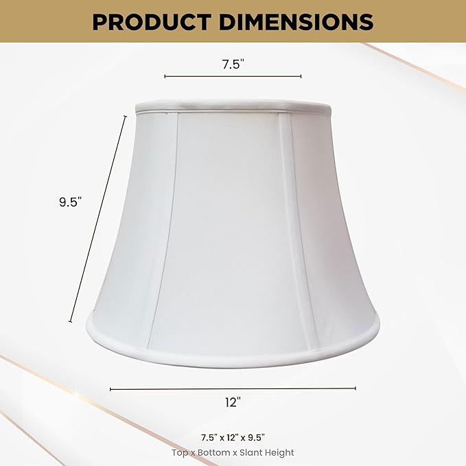 Royal Designs, Inc. BSO-708-12WH-2 Modified Bell Basic Lamp Shade, 7.5 x 12 x 9.5, White, 2-Pack
