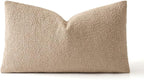 MIULEE Textured Boucle Throw Pillow Cover Khaki Accent Solid Lumbar Pillow Case Decorative Soft Pack of 1 Couch Cushion Chair Sofa Bedroom Livingroom Home Decor,12x20 Inch