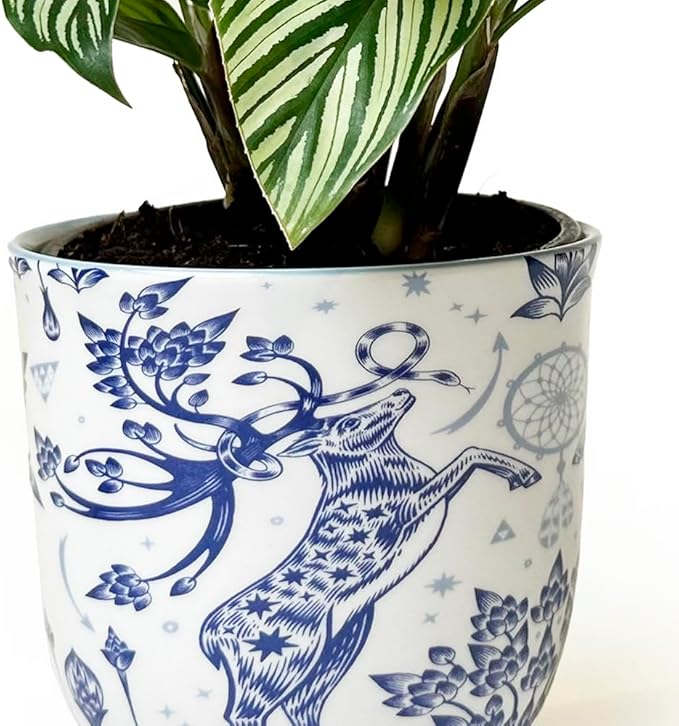 CHIVE 'Liberte' Ceramic Succulent Planters — Cute 4.25 Inch Vintage Style Pots for Indoor Plants — Beautiful Home and Kitchen Décor — Stag