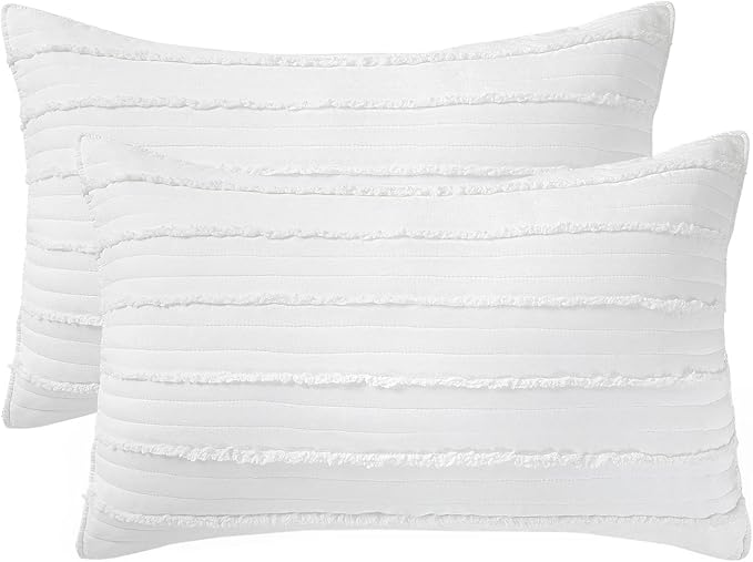 BOSOWOS King Size Pillow Shams Set of 2, Ultra Soft Breathable 20 x 36 Inches Pillow Case Envelope Closure, Microfiber Farmhouse Bed Pillowcases for Easy Care, White