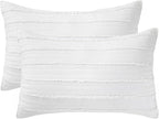 BOSOWOS King Size Pillow Shams Set of 2, Ultra Soft Breathable 20 x 36 Inches Pillow Case Envelope Closure, Microfiber Farmhouse Bed Pillowcases for Easy Care, White