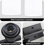 2 Light Black Bathroom Light Fixture, Modern Bathroom Lights with Milky White Frosted Glass Shades for Mirror Living Room Bedroom Hallway E26 Base