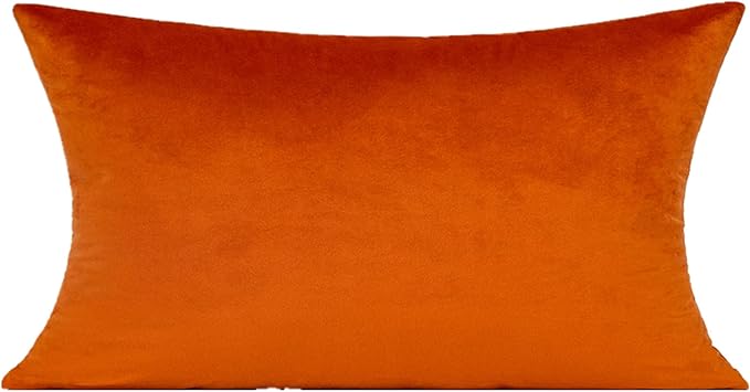 VAKADO 12x20 Set of 2 Fall Burnt Orange Throw Pillow Covers Decorative Velvet Lumbar Rectangle Decoration Cushion Covers Home Bedroom Decor for Living Room Couch Sofa Car
