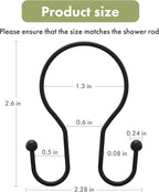 AmazerBath Shower Curtain Hooks Black Shower Curtain Rings, Simple Double Hook Shower Curtain Hooks Rust Proof, Smooth Sturdy Metal Shower Hooks for Shower Curtain Rod, 12 Pcs Shower Rod Hooks