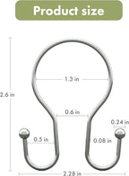 AmazerBath Chrome Shower Curtain Hooks Shower Curtain Rings, Simple Double Sided Shower Curtain Hooks Rust Proof, Smooth Glide Metal Shower Hooks for Shower Curtain Rod, 12 Pcs Shower Rod Hooks