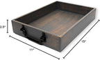 GoCraft Handmade Wooden Tray with Metal Handles – 15" x 11" x 2.5" Decorative Serving Tray in Grey Washed Finish – Versatile Tray for Breakfast in Bed, Lunch, Dinner, Appetizers, Coffee Table