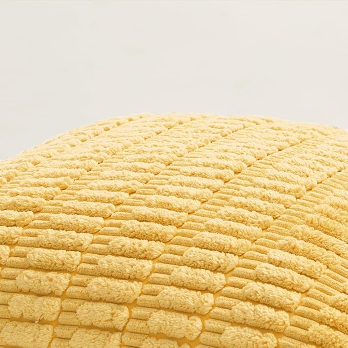 Fancy Homi 1 Pack Yellow Spring Long Lumbar Body Decorative Throw Pillow Covers 20x54 Inch for Bed Couch Bedroom Bench, Soft Corduroy Rectangle Solid Pillow Case 50x137 cm, Rustic Farmhouse Boho Decor