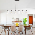 TODOLUZ 6-Lights Farmhouse Chandelier Island Lighting with Seeded Glass Shade, Modern Hanging Ceiling Light Fixtures for Kitchen Bar in Oil Rubbed Bronze