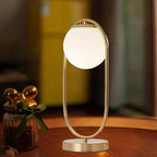 Mid Century Modern Gold Table Lamp White Glass Shade Nightstand Lamp Small Table Lamp for Bedside Bedroom Living Room Office