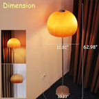 MIXL-Orange Mushroom Floor Lamp,Chrome Floor Lamp with Foot Switch,Dimmable Standing Lamp with Dome Shade,Mid-Century Modern Reading Lamp for Living Room Bedroom and Office