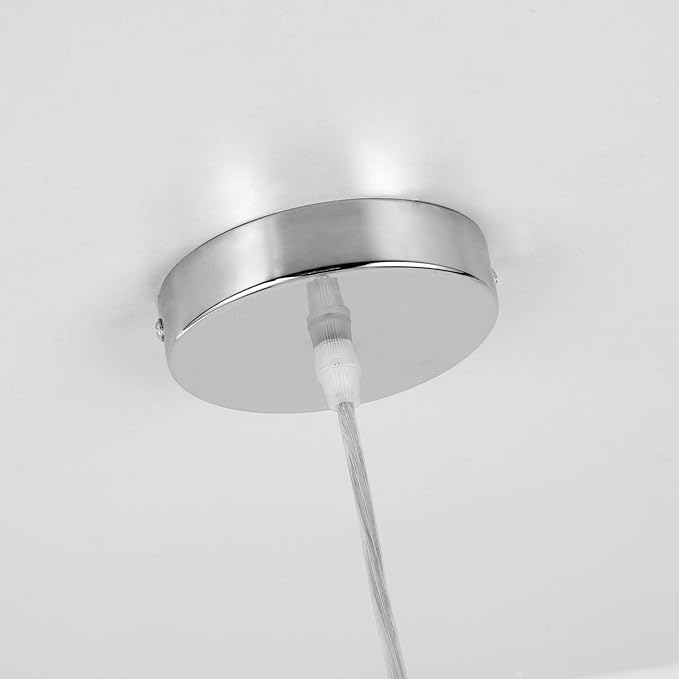 SomSom Modern Fabric Pendant Light, 15" Classic 3-Light Drum Ceiling Chandelier, White Drum Shade, Round Frosted Acrylic Diffuser, Lamps for Living Room