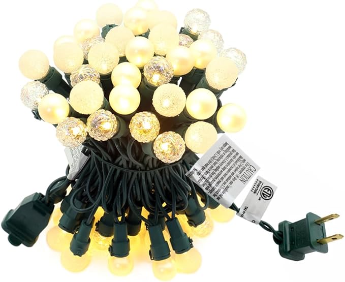 GlowVibe Globe String Lights Christmas Lights, Warm White Berry Glass Bulbs, 19FT 70 Count Connectable Indoor Outdoor LED String Light for Xmas Tree Garland Patio Holiday Party Wedding Decor