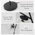 Mid Century Table Lamp Vintage Bedroom Desk Lamp Black Nightstand Lamp Contemporary Clear Glass Globe Bedside Lamp for Office Study Room