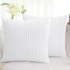 Simmore Decorative Fall Throw Pillow Cover 16x16 Set of 2, Soft Natural Plush Flannel Double-Sided Fluffy Couch Pillow Covers for Sofa Living Room, White