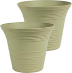 The HC Companies Sedona Round Self-Watering Pot - Lightweight Self Care Planter - Plastic Planter for Herbs & More - Durable Plant Pots for Indoor Plants & Outdoor Plants (12" Seafoam, Pack of 2)