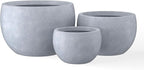 Kante 19.9",15.7",11.8" Dia Round Concrete Planter Set of 3, Outdoor/Indoor Large Bowl Plant Pots with Drainage Hole and Rubber Plug for Garden Patio Balcony Home, Slate Gray