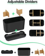 Black Toothbrush Holder, Bamboo Toothbrush and Toothpaste Holder with Drainage, Electric Kids Matte Black Toothbrush Holders Set Organizer for Bathrooms Countertop Accessories Storage