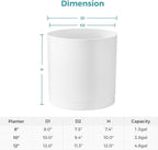 FaithLand 10-Inch Modern Cylinder Planter, Thick-Walled Plastic Plant Pot with Drainage Holes and Detachable Saucer, Matte White, Ideal for Indoor & Outdoor Plants Flowers