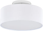 SomSom Ceiling Light, 15'' Modern Stripe Fabric Pendant Light Shade Flush Mount, Large Drum Lampshade, Lamps for bedrooms, Flush Chrome Matt, 3 Bulbs