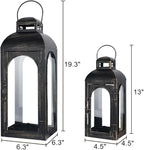NEEDOMO Lanterns Decorative Indoor,Set of 2 Outdoor Lanterns for Porch, 20" Metal Frame Candle Holders Hanging Lights,with Glass, Spring, Fall, Christmas