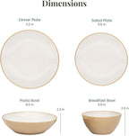 Larder & Vine Ceramic Stoneware Dinnerware 16-Piece Set, 4 Place Settings (Sand)