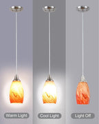 Art Glass Mini Pendant Lights Kitchen Island Marble Glass Pendant Light Shade with Brushed Nickel Finish Ceiling Hanging Lights for Kitchen Over Sink,Dining/Living Room Red Marble-1Pack