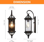 Milaii 18.5" H Copper Outdoor Wall Lights Exterior Waterproof Wall Sconce Light Fixture E26 Socket Oil Rubbed Bronze Porch Light with Clear Glass Lantern Wall Lamp for Front Porch Garage Patio