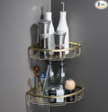 Corner Shower Caddy Organizer, SUS304 Stainless Steel Heavy Duty Rust-Proof Shelf Shampoo Holder, Wall Mounted Storage Rack for Bathroom Kitchen, 2 Packs Brushed Gold