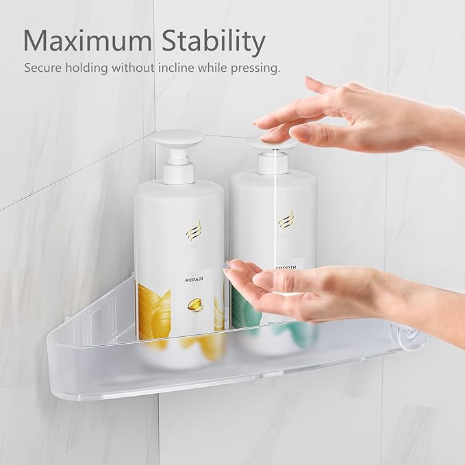 Sotfamily Shower Caddy Corner, 2 Pack Adhesive Corner Shower Shelves for Bathroom Organizers and Storage, Rust Free Plastic Rack for Bathroom Accessories & Decor, Crystal