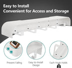 Coat Rack Wall Mount with Hidden Hooks Entryway Hanging Shelf Modern Wood Coat Hanger for Bedroom Kitchen Hallway Bathroom (White,20.9 Inch Long)