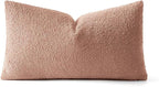 MIULEE Textured Boucle Throw Pillow Cover Blush Pink Accent Solid Lumbar Pillow Case Decorative Soft Pack of 1 Couch Cushion Chair Sofa Bedroom Livingroom Home Decor,12x20 Inch