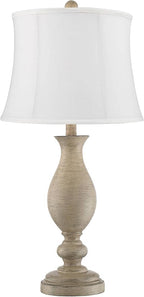 Regency Hill Serena Traditional Country Cottage Table Lamps 27 1/2" Tall Set of 2 Beige Gray Turned Vase White Softback Drum Shade for Bedroom Living Room House Bedside Nightstand Office