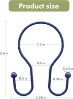 AmazerBath Shower Curtain Hooks Blue Shower Curtain Rings, Simple Double Hook Shower Curtain Hooks Rust Proof, Smooth Sturdy Metal Shower Hooks for Shower Curtain Rod, 12 Pcs Shower Rod Hooks