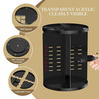 Makeup Organizer 360 rotating, Adjustable Skincare Organizers with Brush Holder, Cosmetics Display Cases for Vanity Bathroom Countertop Large Capacity Carousel Make up Caddy Shelf (Black)