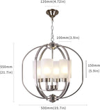 BOZO 20" Globe Chandelier Brushed Nickel Dining Room Lighting Fixtures 4 Light Modern Orb Chandeliers Ceiling Hanging Foyer Pendant Lighting Frosted Glass Shades