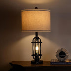 23.75'' Industrial Black Metal Table Lamps Living Room Lamp for Nightstand Bedroom lamp Single Bedside End Side Table Lamps Home Decor Touch Lamp Modern Lamps with USB Ports, Bulbs Included