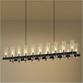 Black Linear Chandelier, 68 Inch 20-Lights Modern Kitchen Island Dining Room Over Table Light Fixture, Industrial Farmhouse Large Pendant Lighting with Glass Shade
