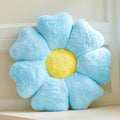 Flower Pillow, Blue Daisy Flower Decorative Pillows for Bed, Cute 19.6" Flower Shaped Pillow with Soft Faux Rabbit Fur Dorm Home Decor Floor Seating Cushion