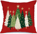 AACORS Christmas Pillow Cover 16X16 Inch Watercolor Christmas Tree Stars Decoration Holiday Farmhouse Winter Pillow Case for Sofa Couch Decor（Red） AA231-16