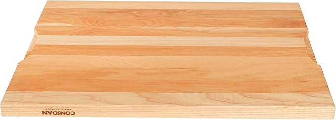 CONSDAN Wood Cutting Board for Kitchen, 16 x 12, USA Grown Solid Hickory Hardwood, Edge Grain, Chopping Board, Butcher Block with Juice Groove, Prefinished with Food-Safe Oil, 3/4" Thick